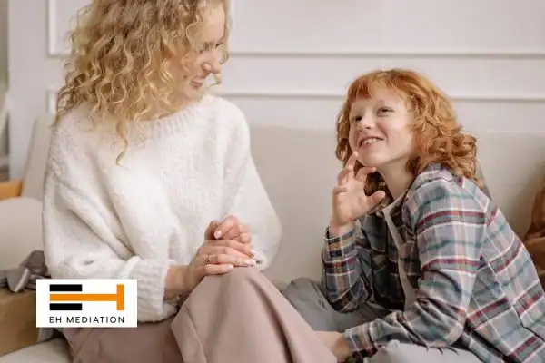 Happy mother and child after sorting child arrangements mediation Wigan